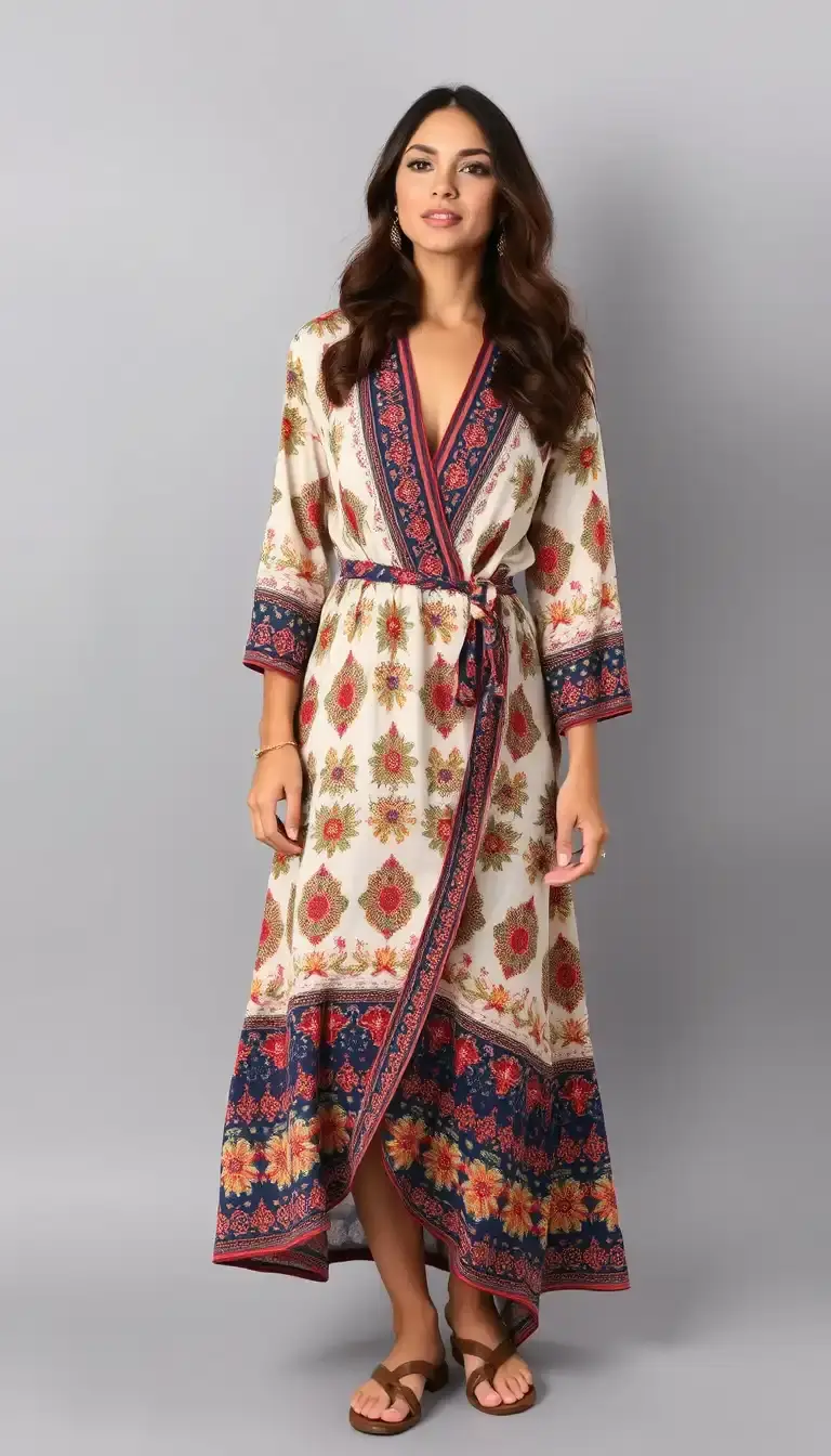 Printed Boho Wrap Dress