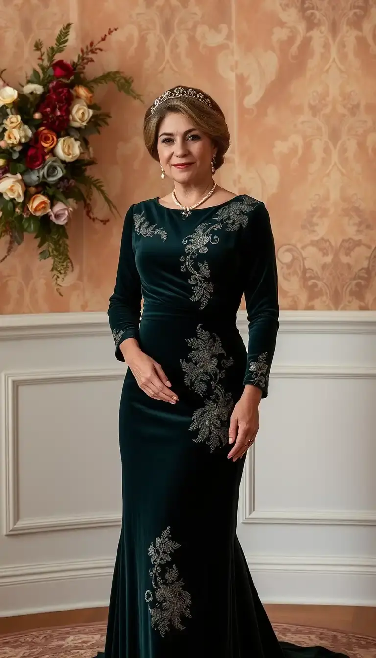 Velvet Mother of Bride Dress