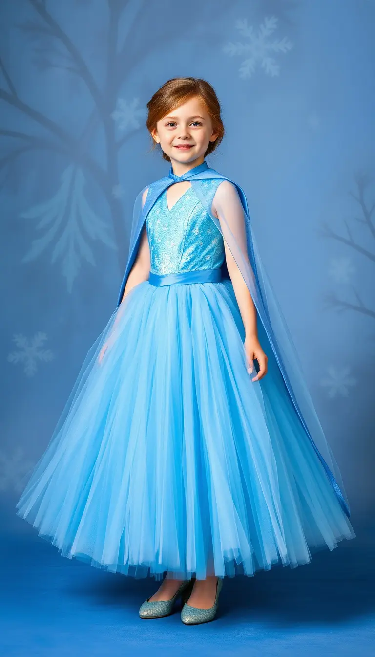 Blue Tulle Elsa Dress with cape