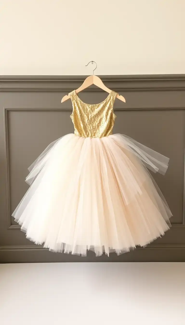 Gold and White Tulle Dress
