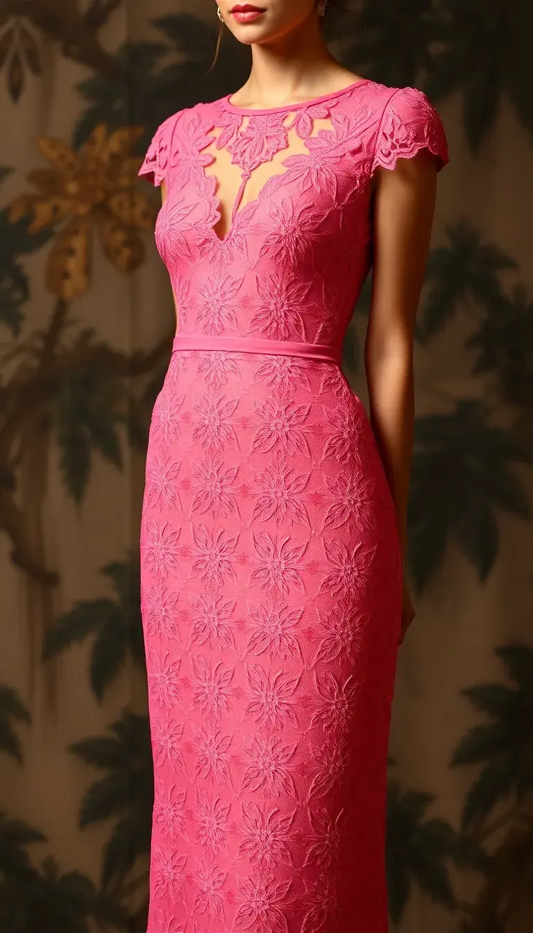 Hot Pink Lace Cocktail Dress