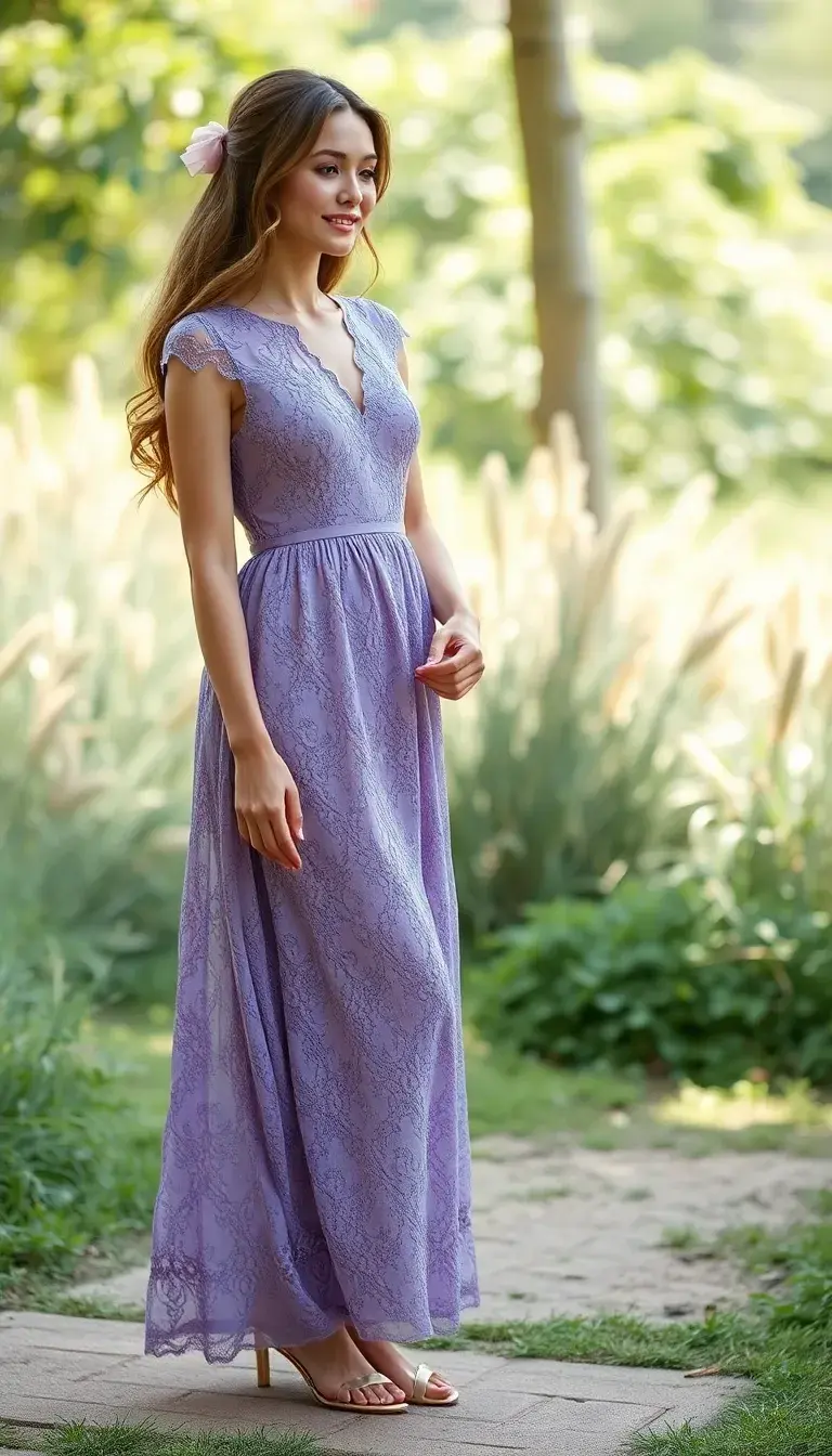Lavender Lace Midi Dress