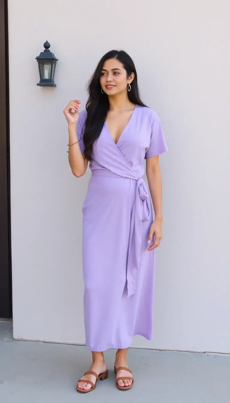 Lavender Wrap Casual Dress