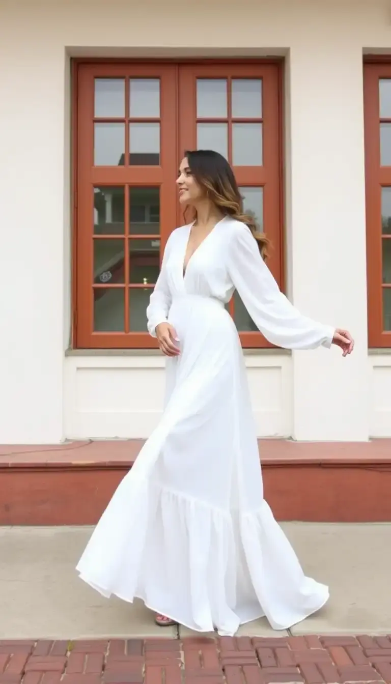White Long Sleeve Maxi Dress