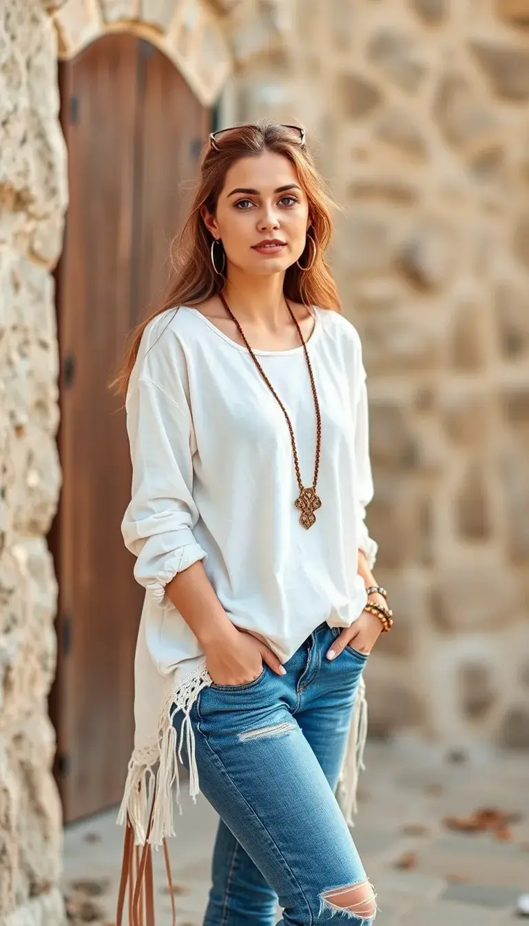White Long Sleeve Boho
