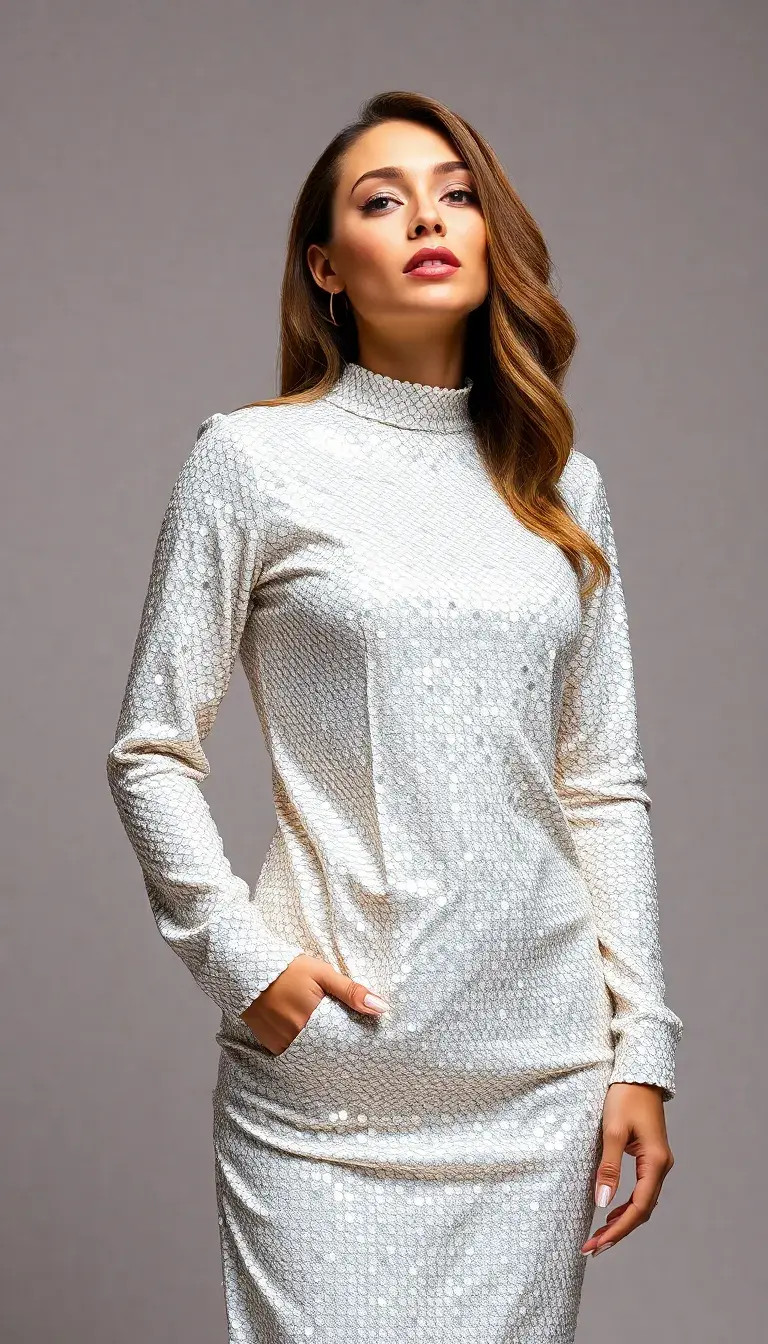 White Long Sleeve Sequin