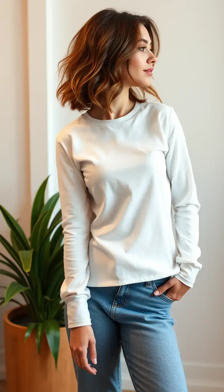 White Long Sleeve A-Line