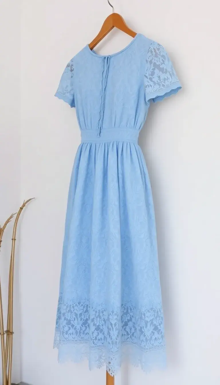 Blue Milkmaid Lace Dress