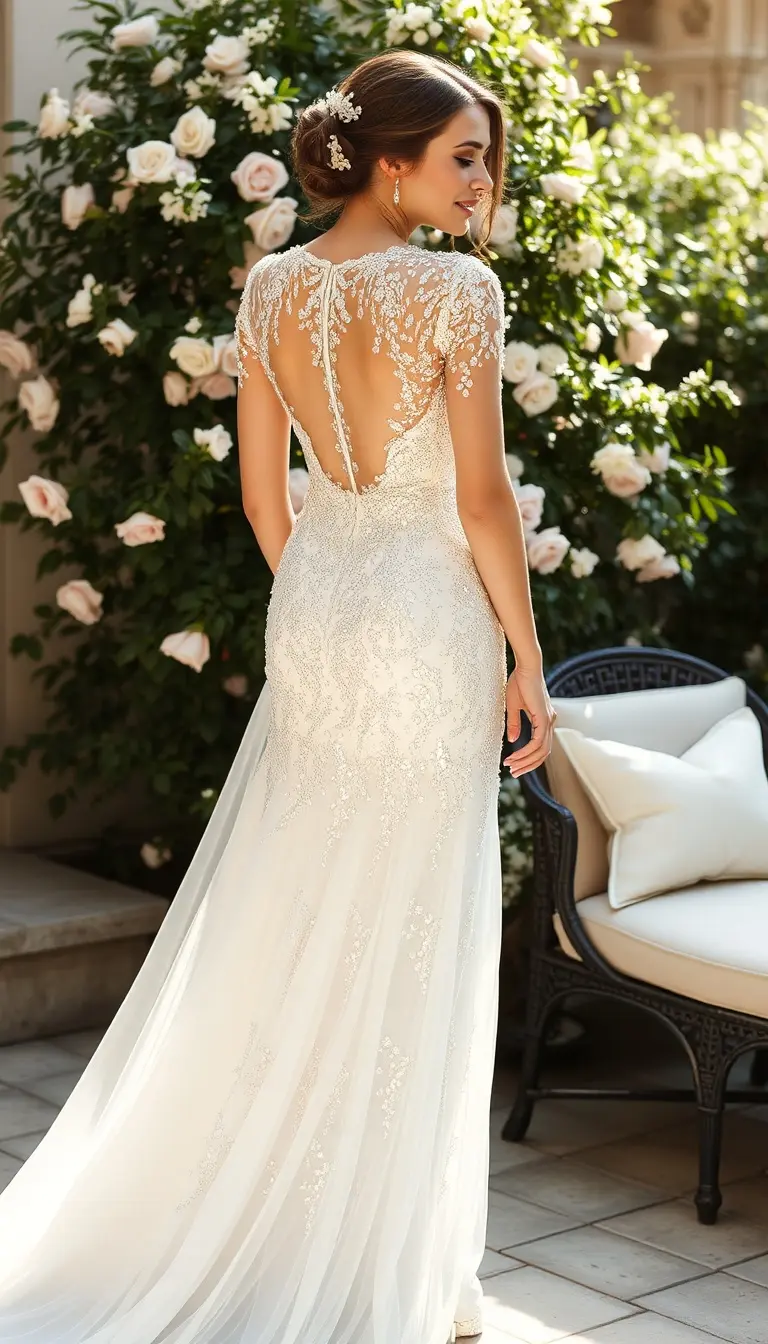 Modest Sequin Wedding Dress