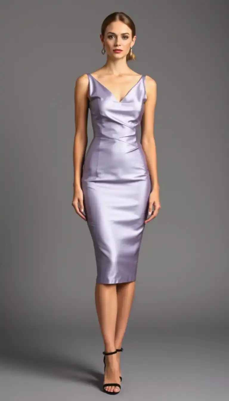 Modest Satin Sheath Dress