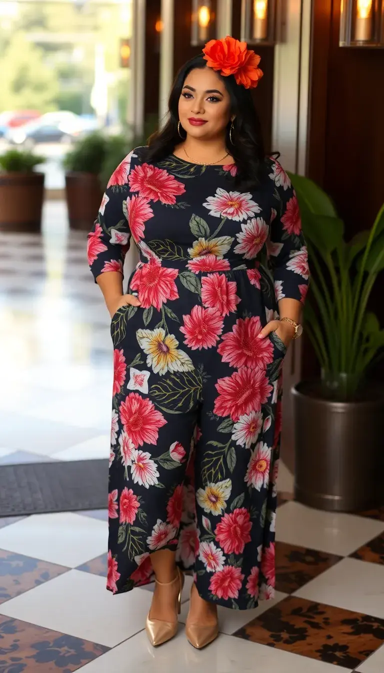 Plus Size Floral Cocktail Outfit