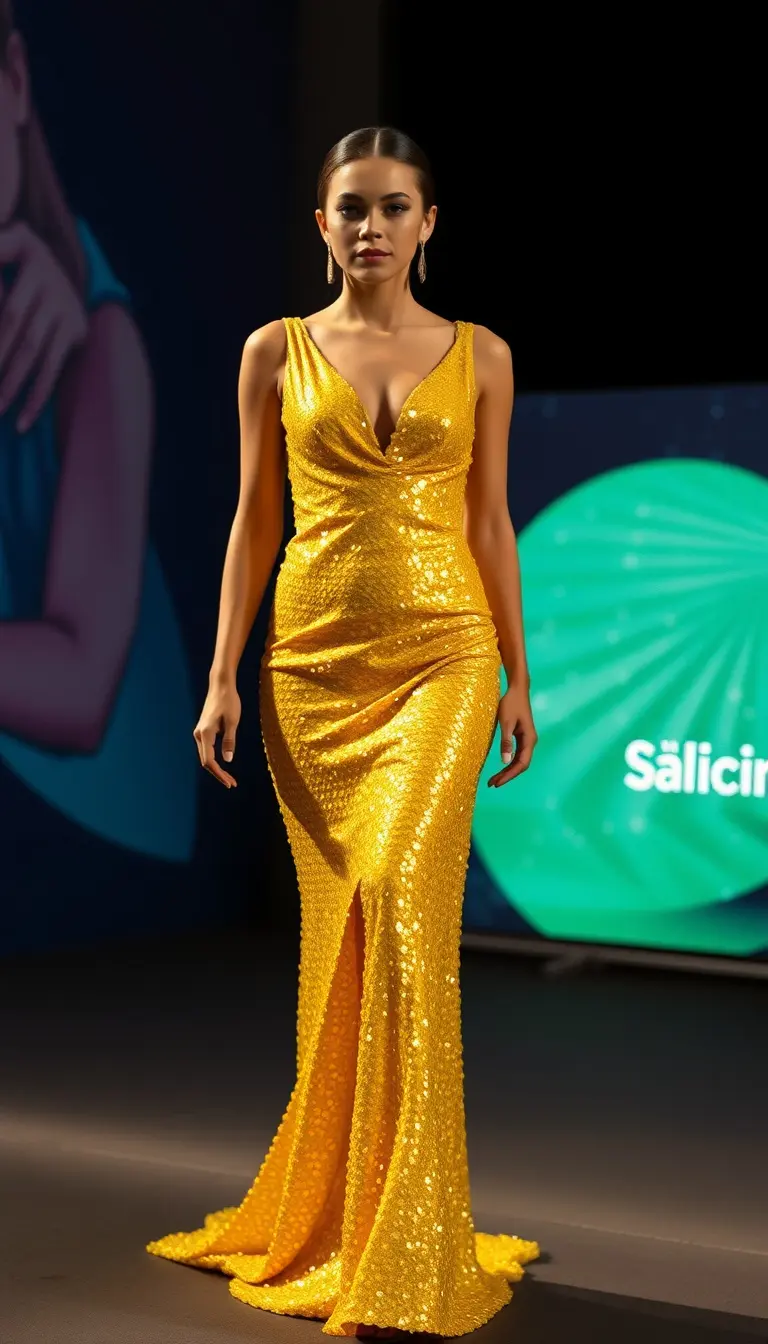 Yellow Sequin Party Dress