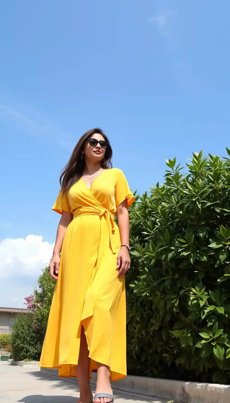 Yellow Wrap Casual Dress