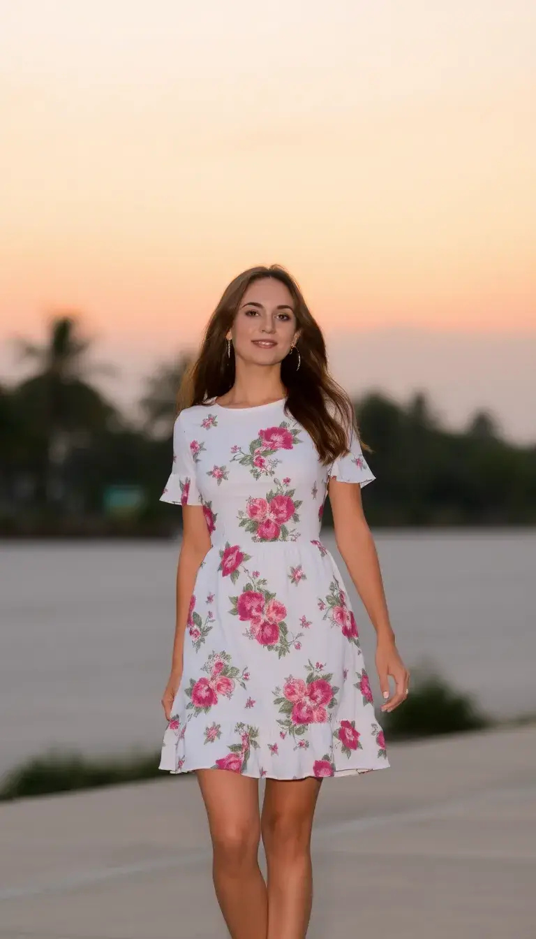Floral White Mini Dress