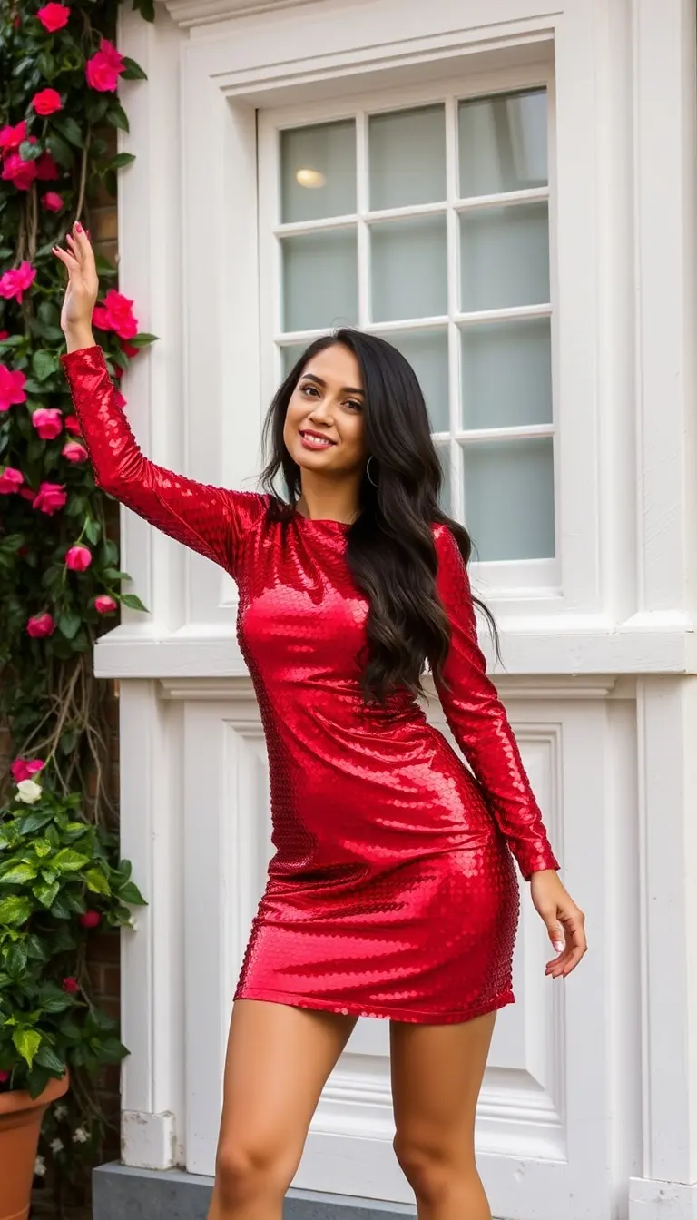 Red Sequin Fun Mini Dress
