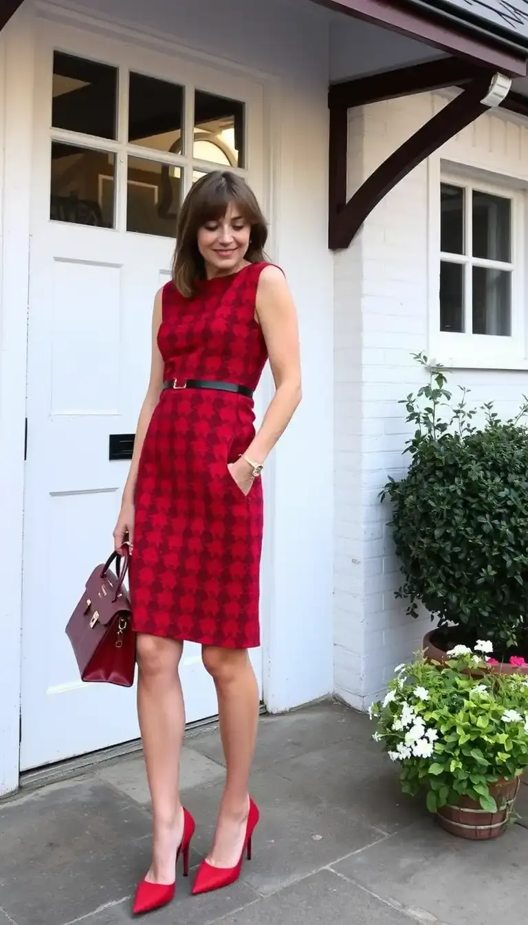 Bold Red Tweed Party Dress