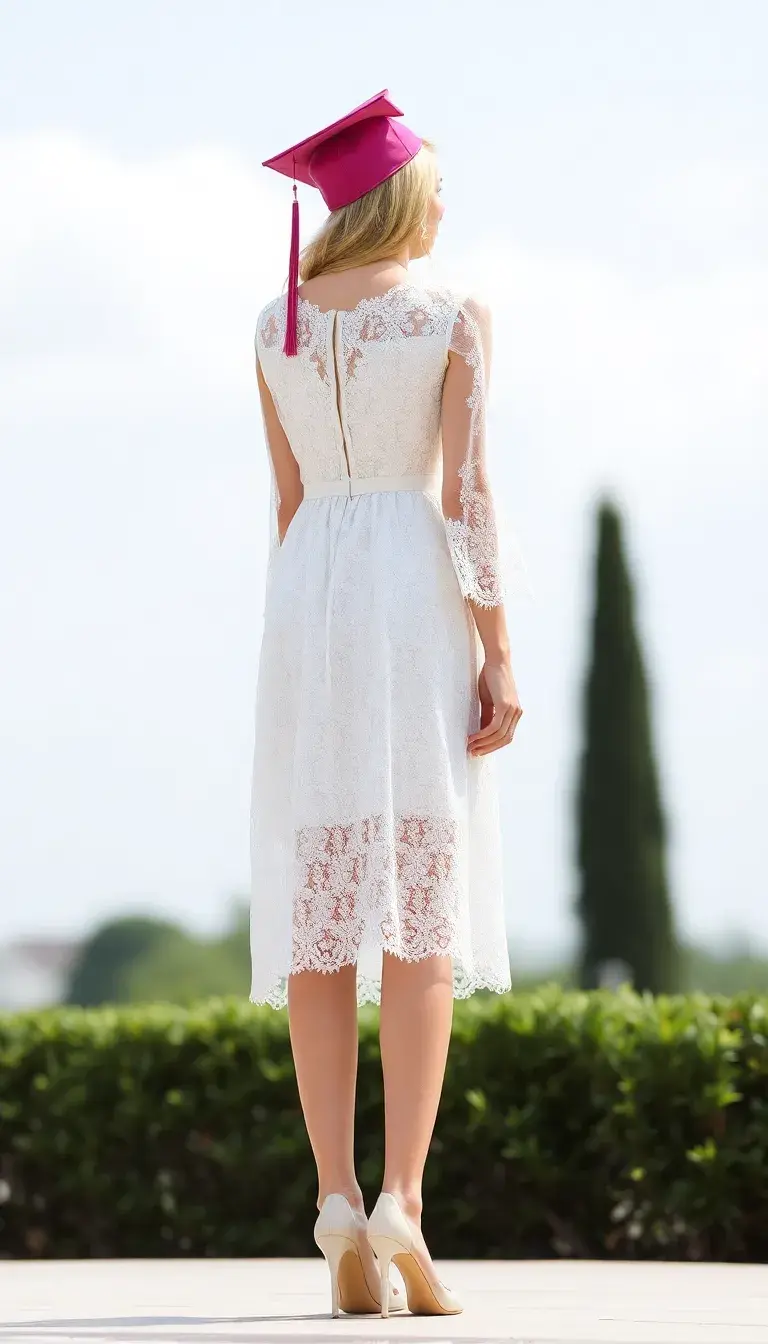 White Lace Graduation Dress