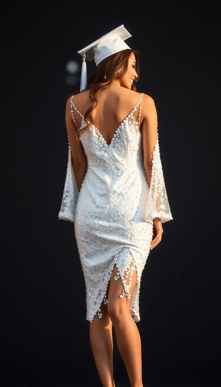 White Sequin Grad Dress