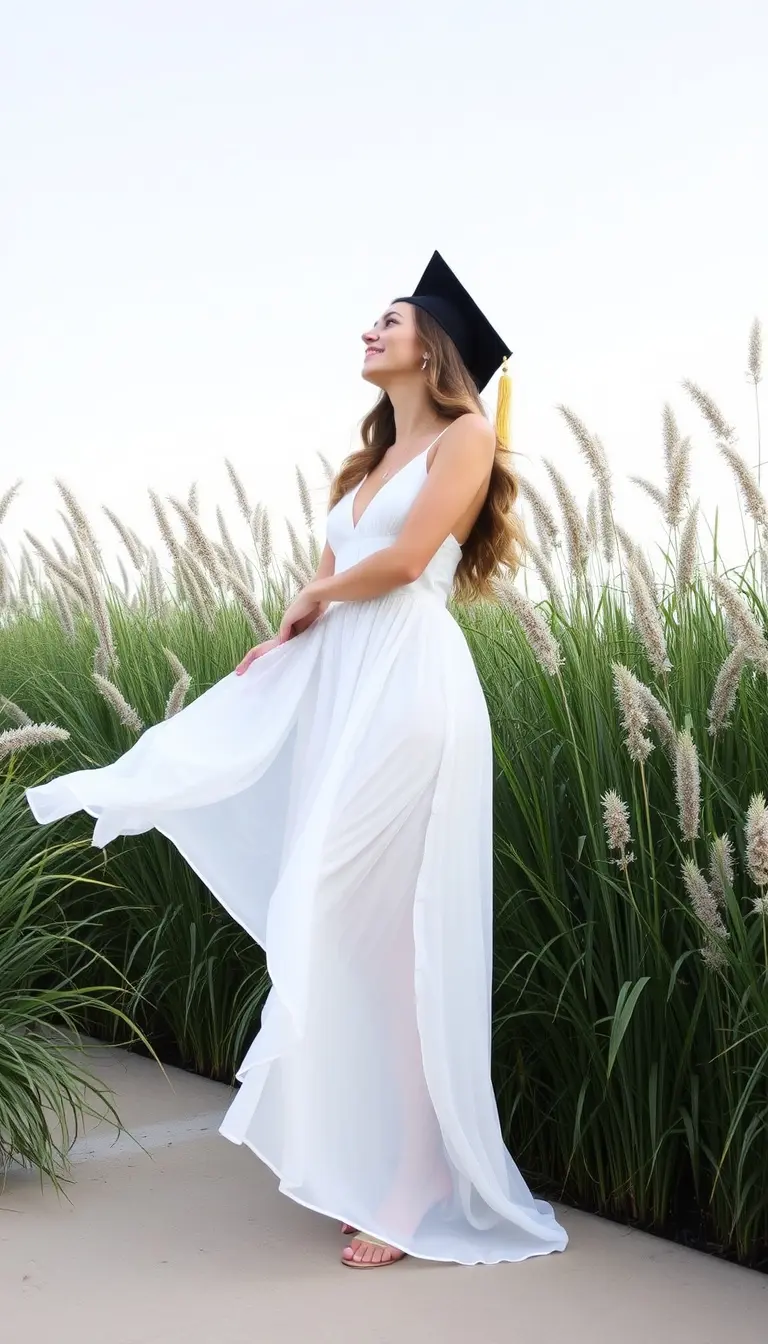 Flowy White Maxi Graduation Dress