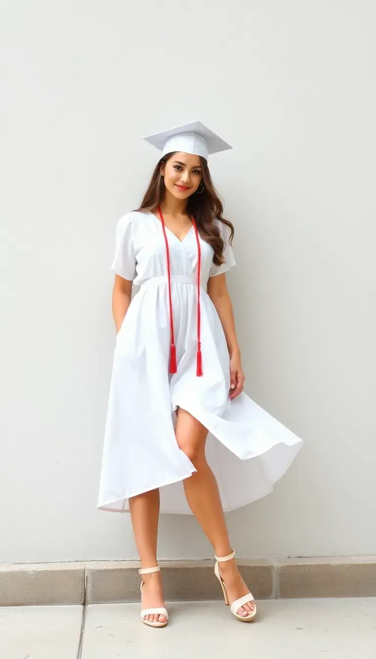 Classic White A-Line Graduation Dress