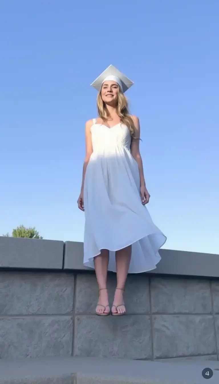 Airy White Chiffon Commencement Dress