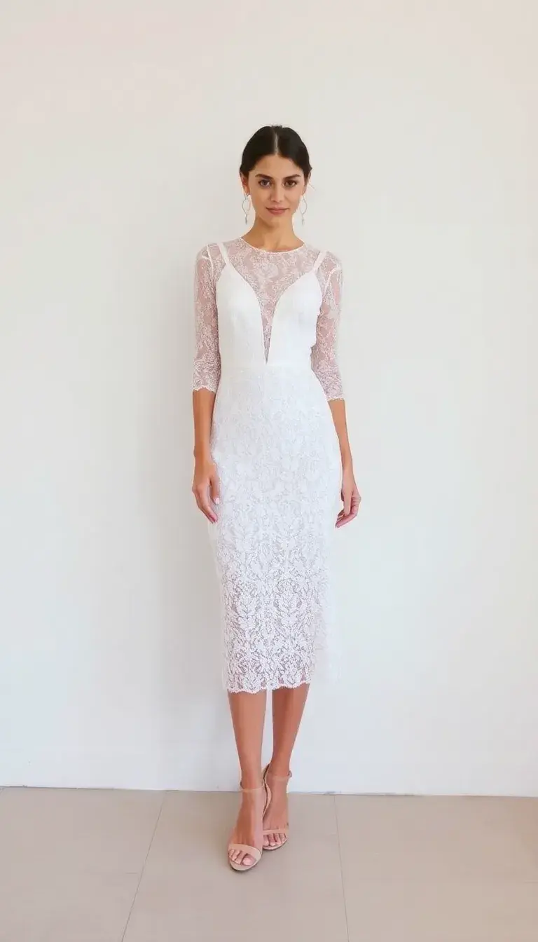 White Lace Midi Dress