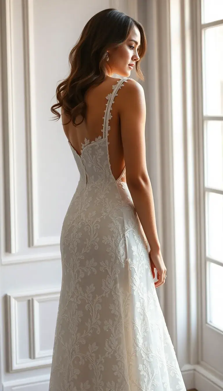 White Lace Evening Gown