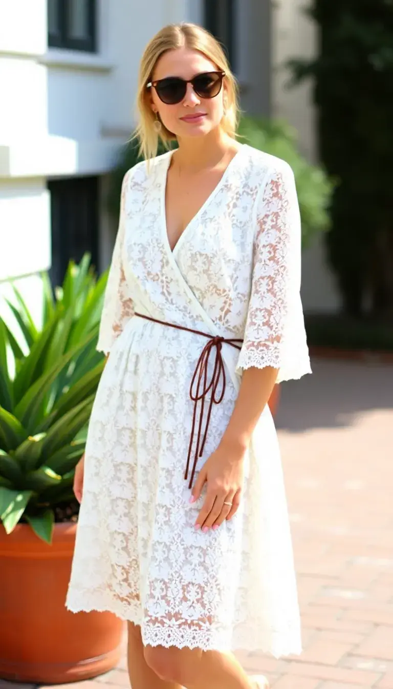 White Lace Wrap Dress