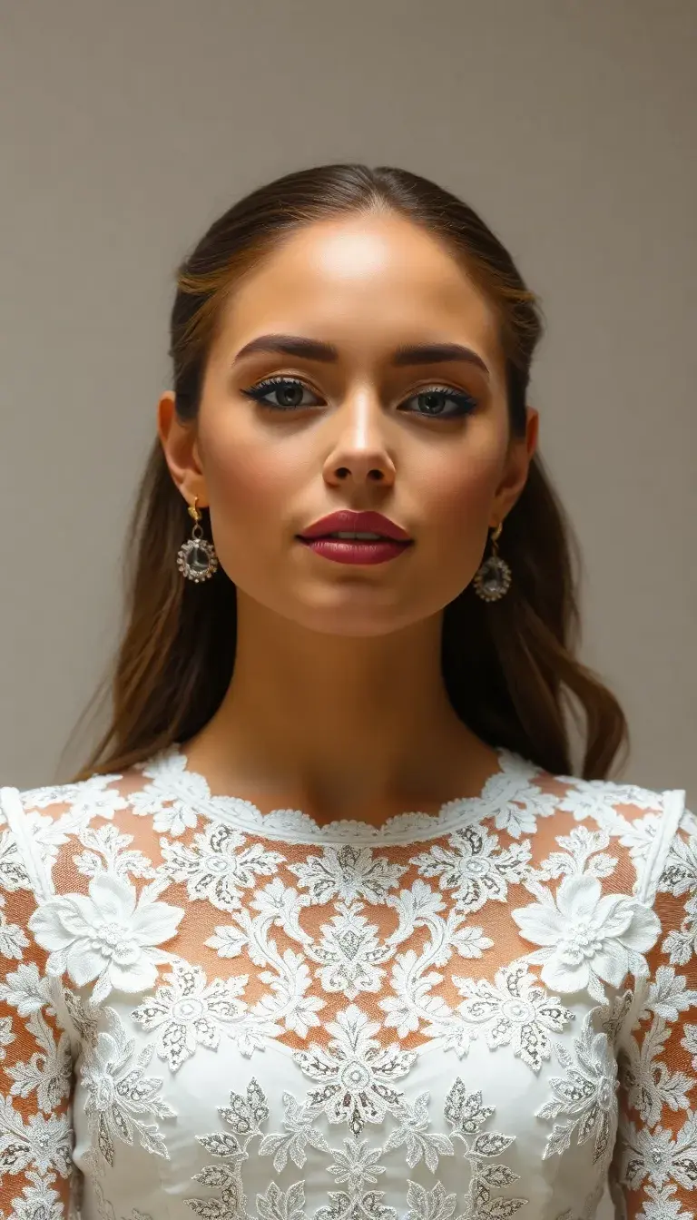 White Lace Sequin Accented