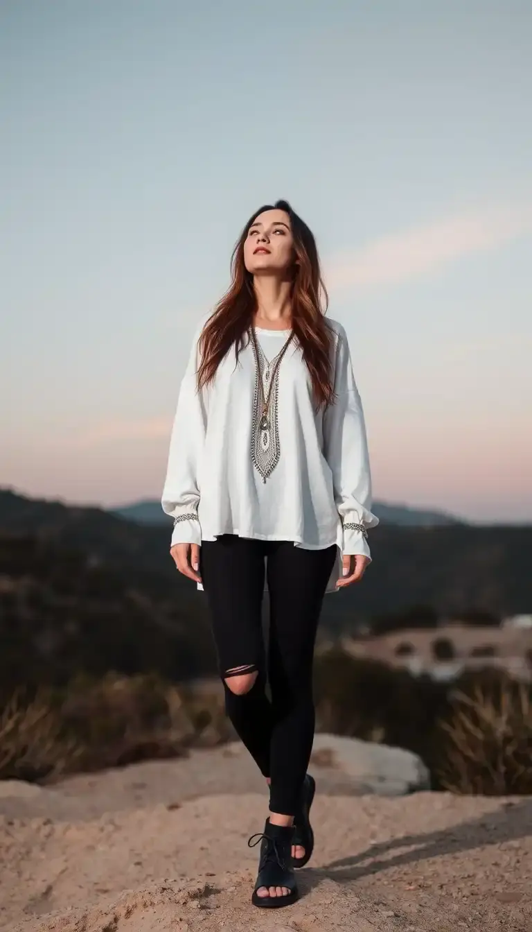 White Long Sleeve Boho