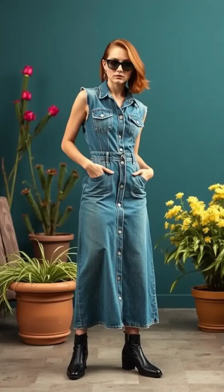 90s denim dress retro fancy