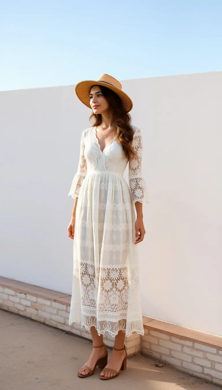 Lace Boho Midi Dress
