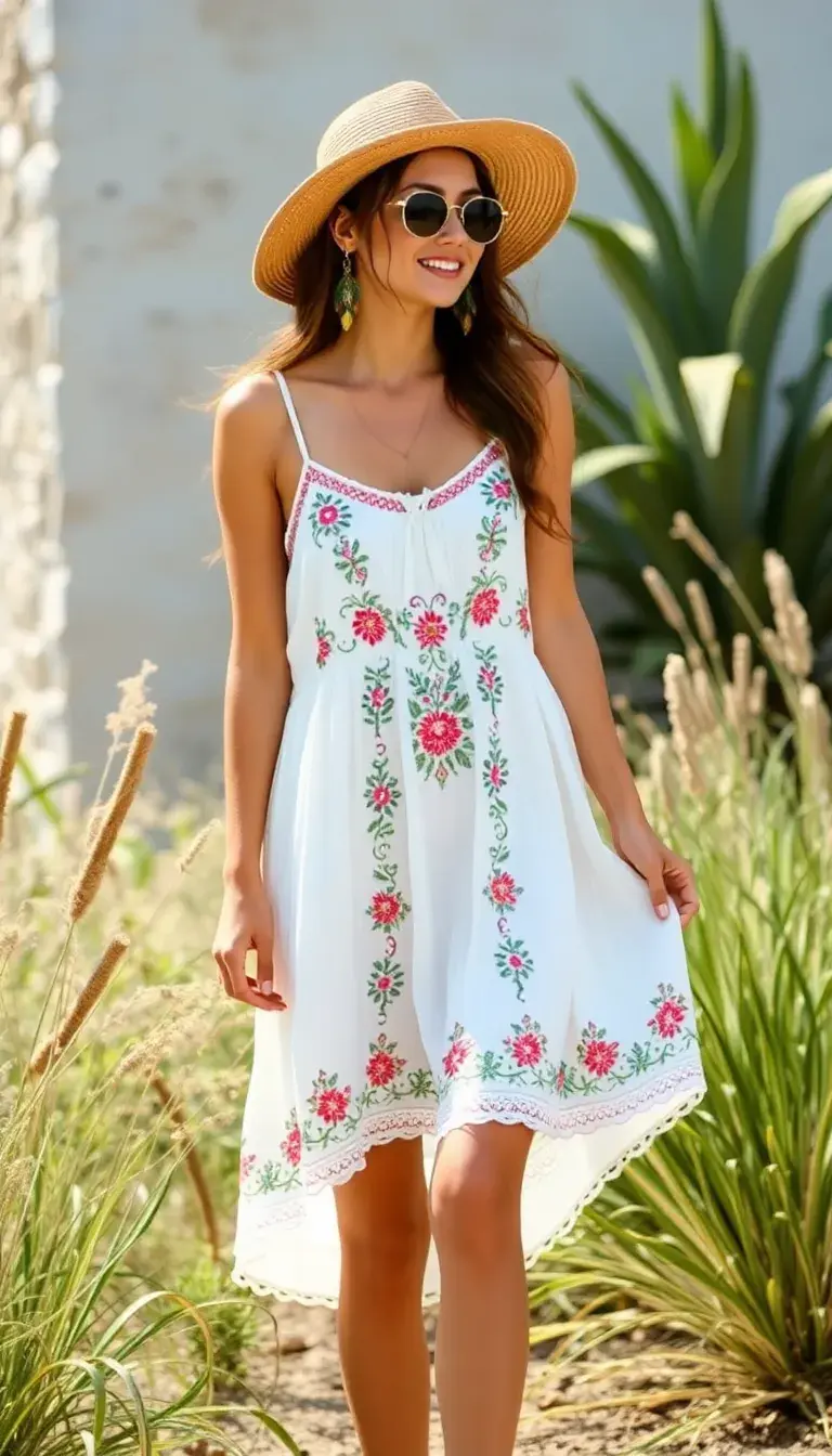 Embroidered Boho Sundress