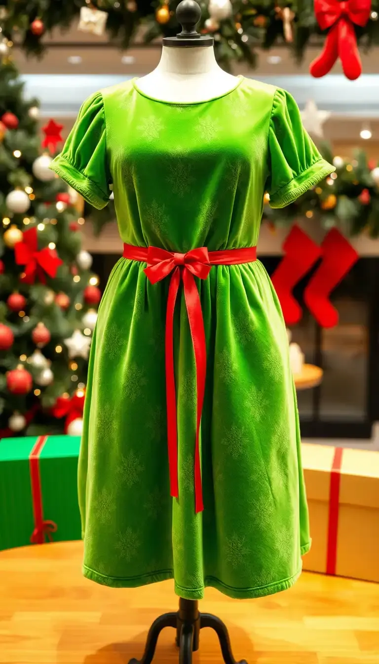 Green Velvet Christmas Dress