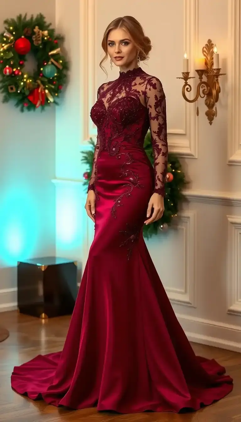 Burgundy Wine Christmas Gown