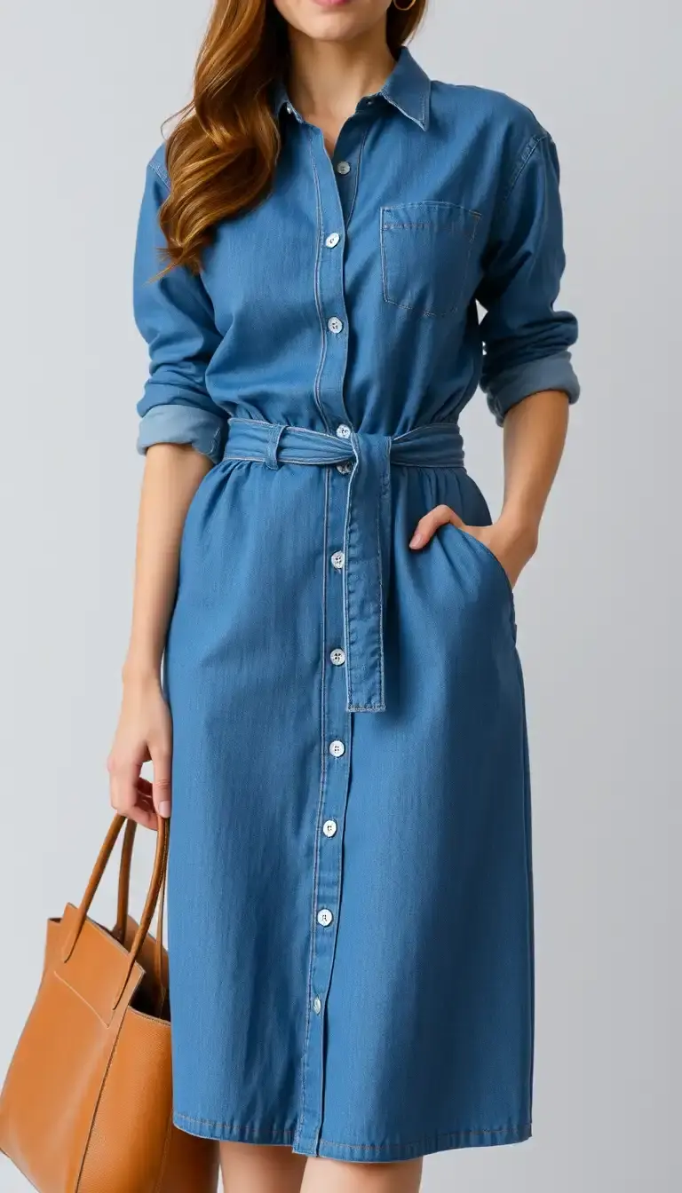 Blue Denim Shirt Dress Women