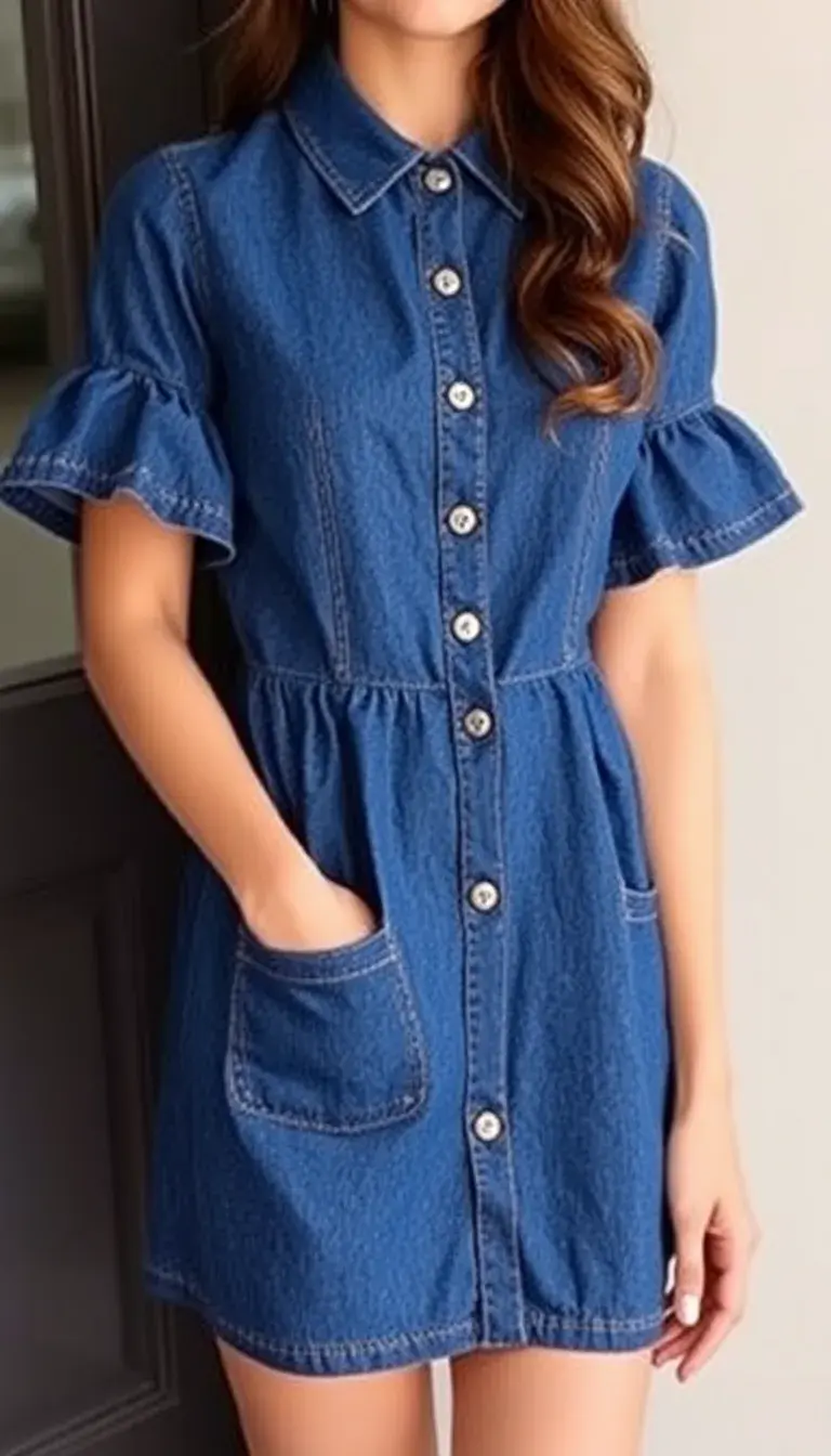 Denim Ruffle Sleeve Women