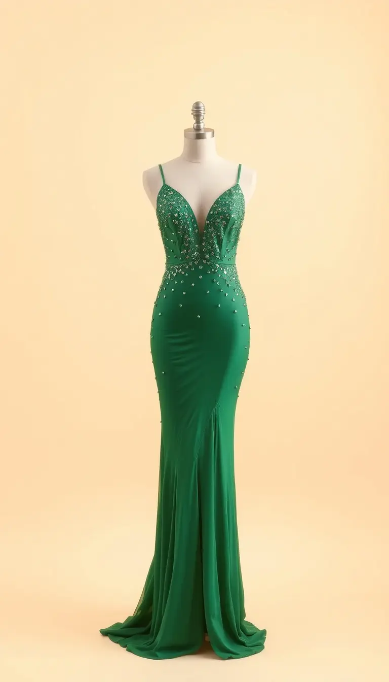 Green Cocktail Dress with Sequins