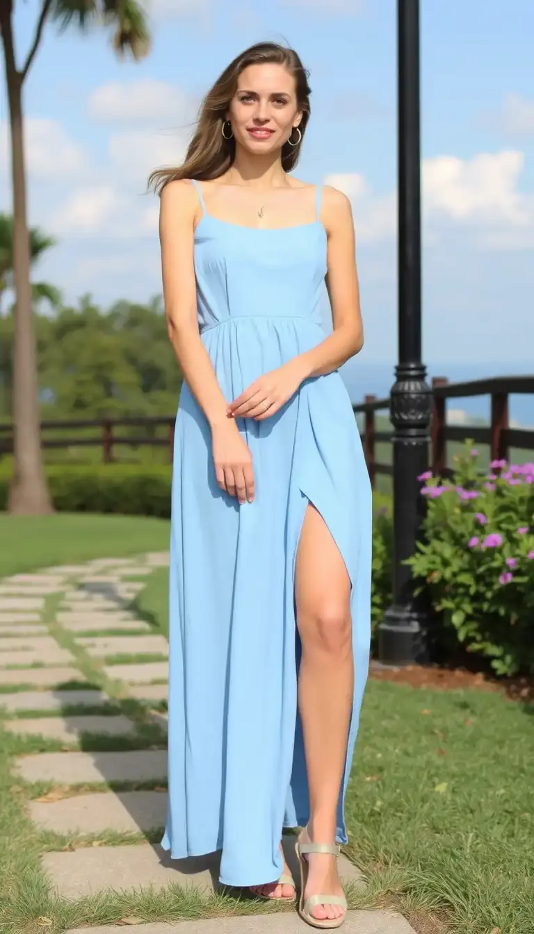 Blue A-Line Summer Dress
