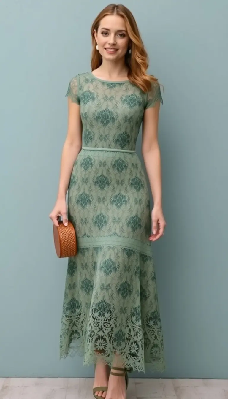 Forest Green Lace Midi