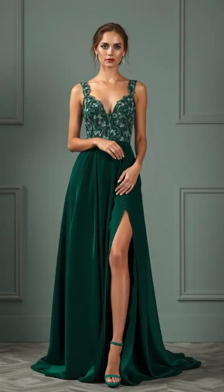 Hunter Green Evening Gown