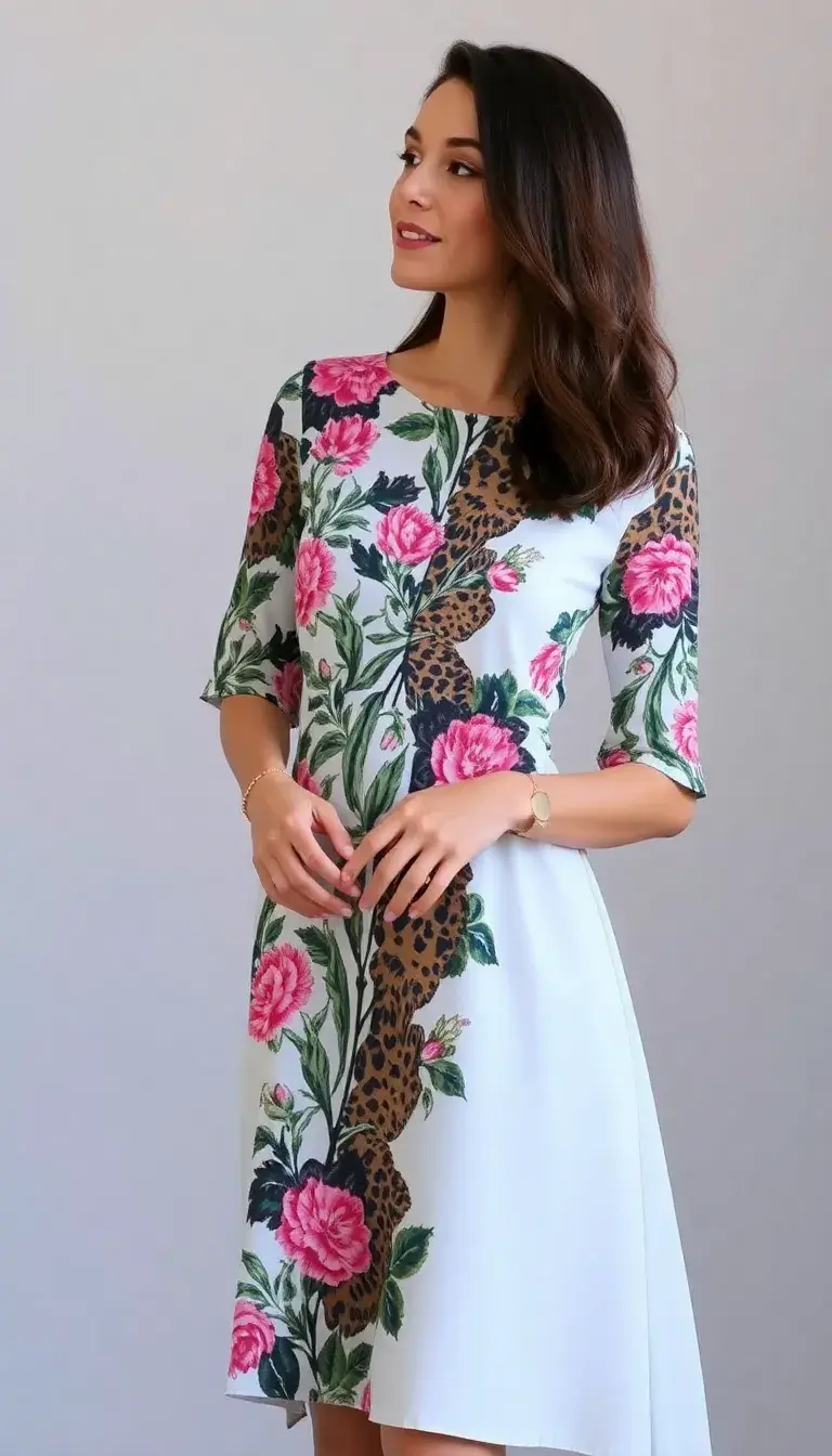 Floral and Animal Mix Print Dress
