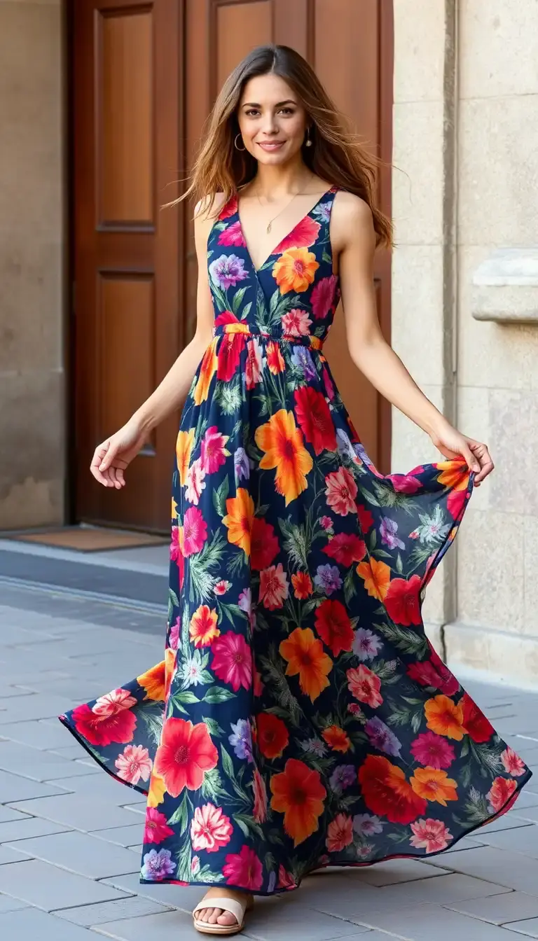 Colorful Floral Maxi Dress