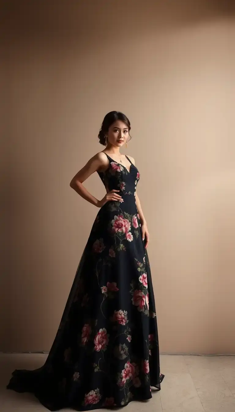 Black Floral Evening