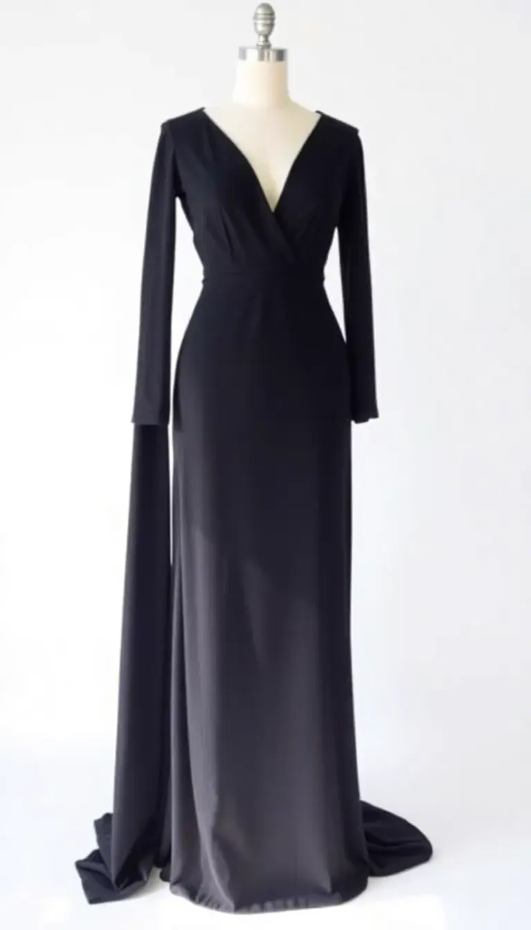 Elegant Black Evening Gown with V-neckline