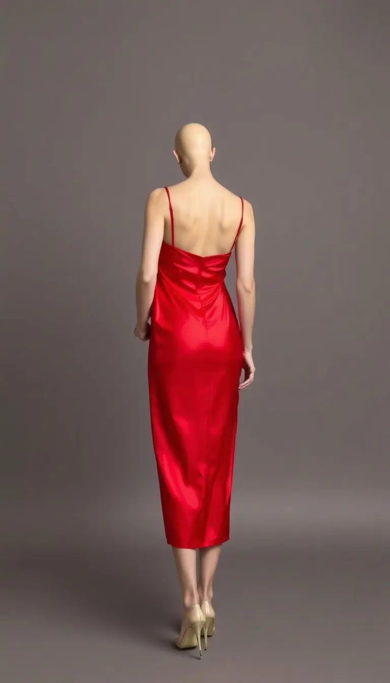 Vibrant Red Satin Cocktail Dress