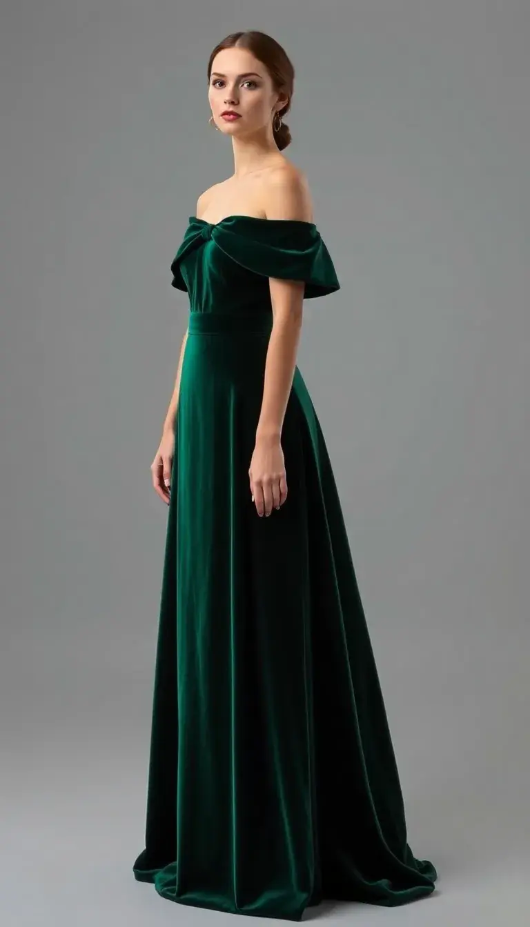 Deep Green Velvet Maxi Dress
