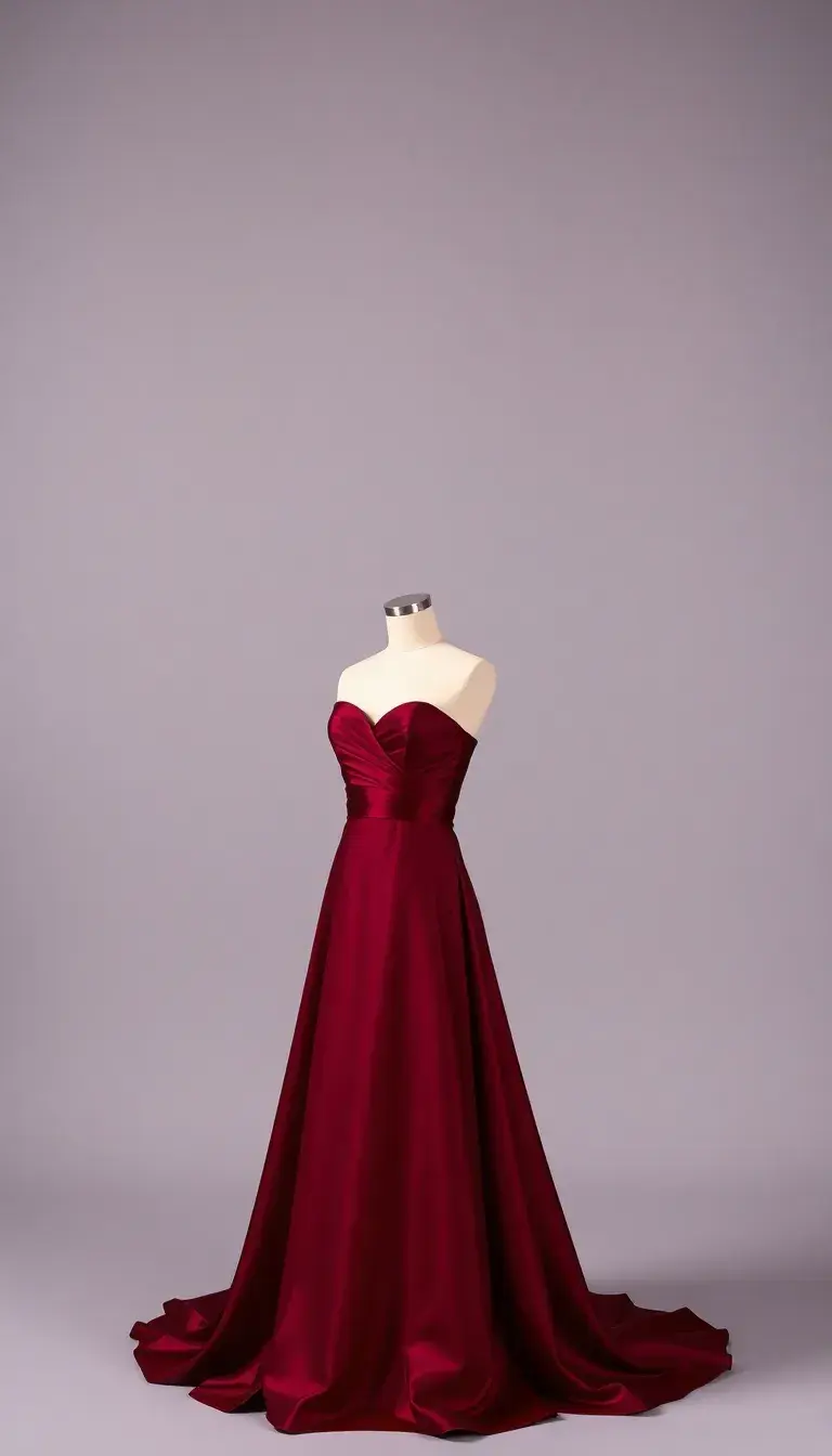 Burgundy Taffeta Gown with Sweetheart Neckline