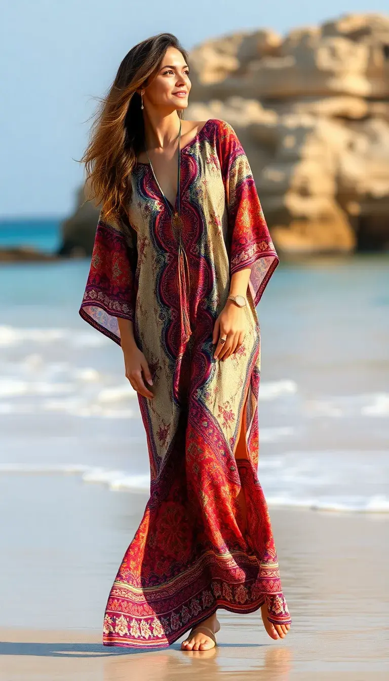 Bohemian Print Kaftan Dress