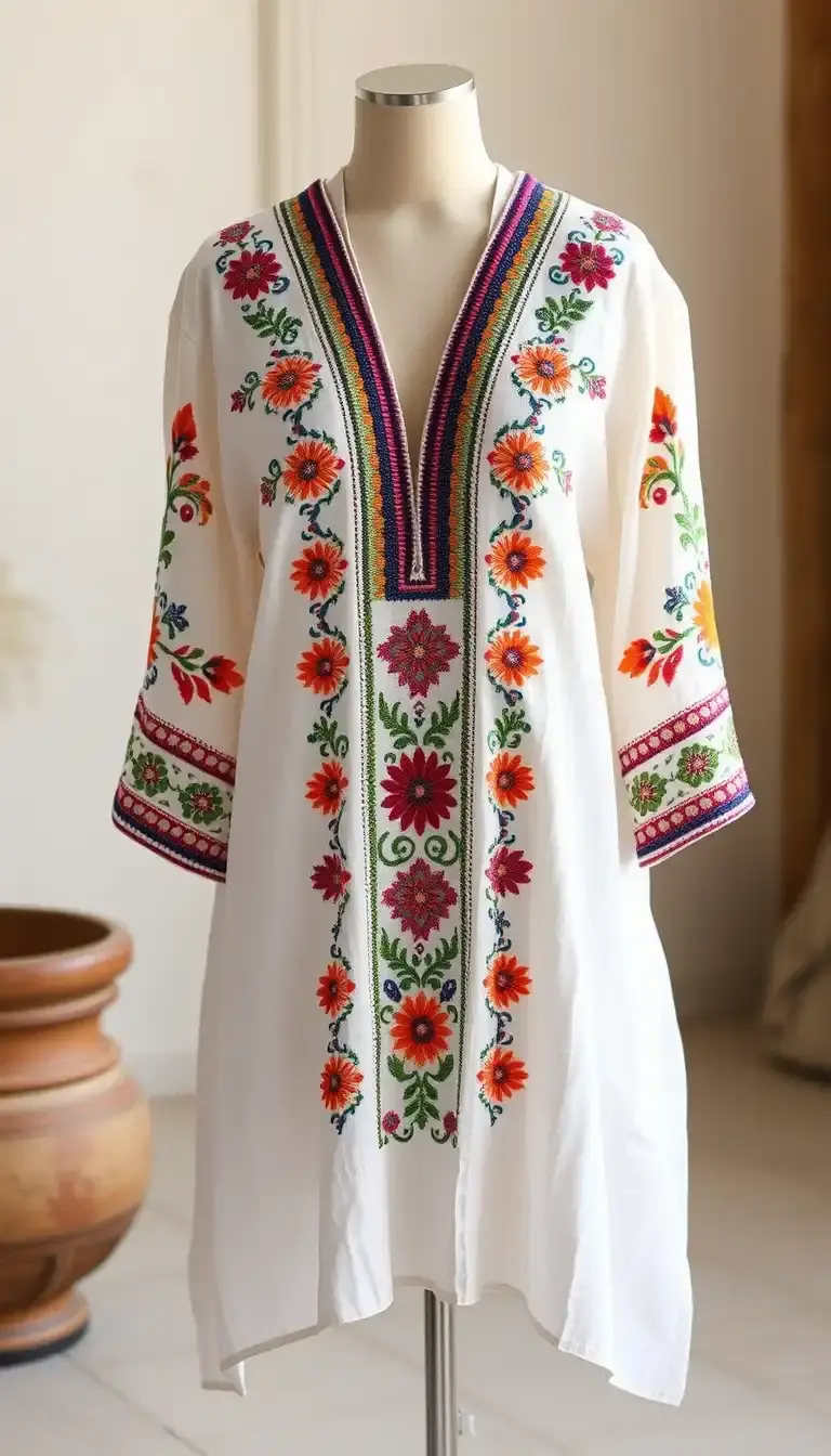 Embroidered Cotton Kaftan